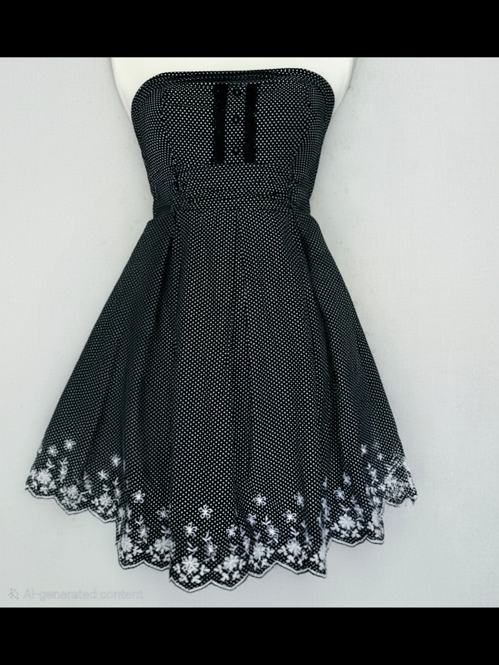 Strapless Fit Flare Dress Juniors 3 Polka Dot Floral Pin-up Coquette Rockabilly